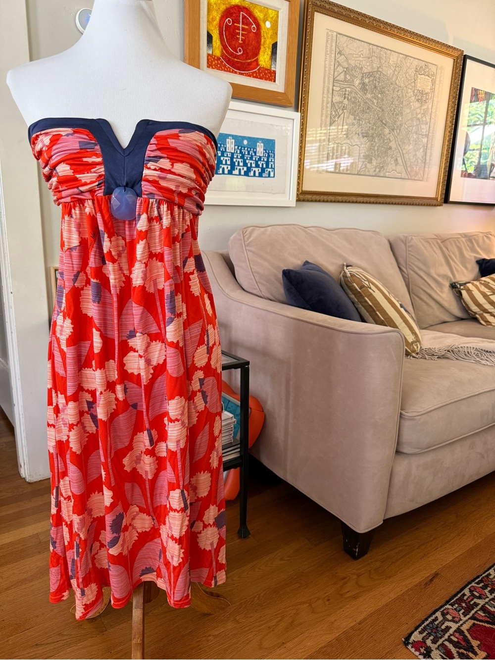 Vintage Y2K Strapless Silk Sundress - prairie New York